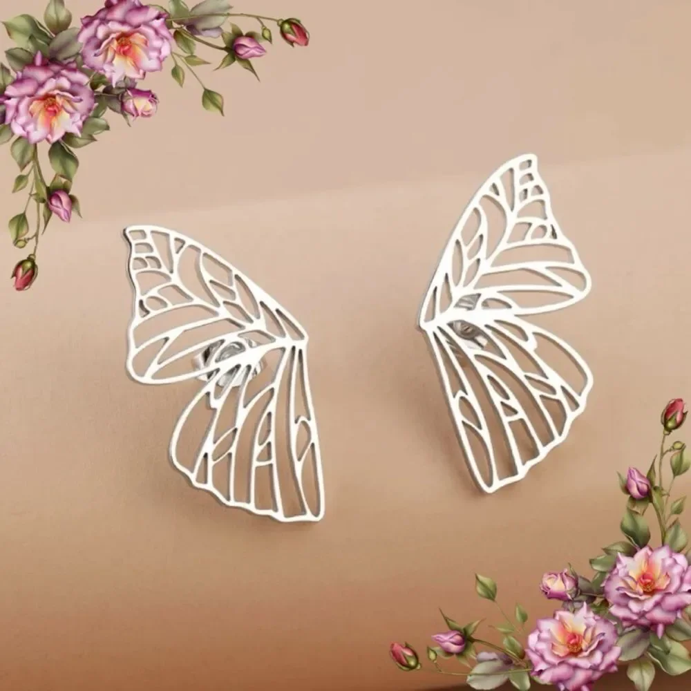 Stainless Steel Butterfly‎ Wings Stud Earrings